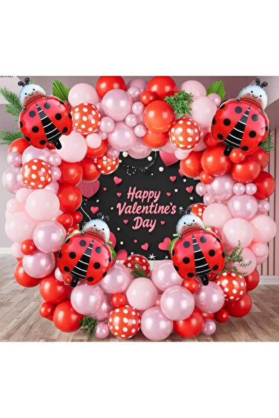 ALYA PARTİ Bol Balonlu Puantiyeli Uğur Böceği Folyo Balonlu Doğum Günü Seti