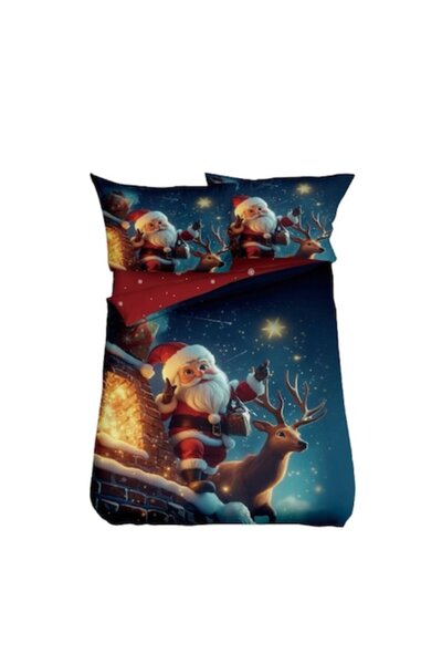 OEM Lenjerie de pat, bumbac satinat, 1 persoană, Noaptea de Crăciun, 4 bucăți...