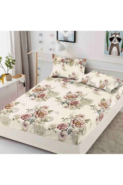 JOJO HOME Husă de pat dublu cu elastic, Jojo Home, imprimeu buchet de flori, ...