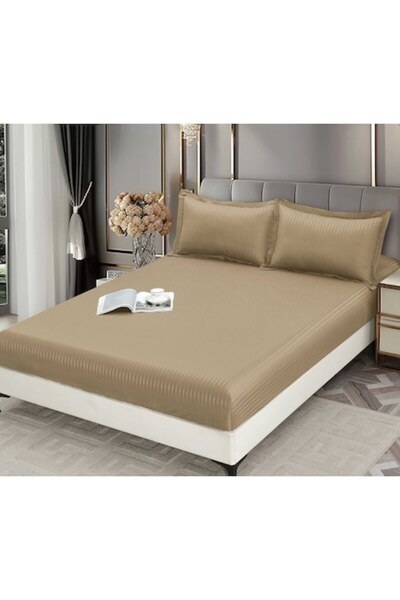 OEM Husă de saltea elastică și 2 fețe de pernă, Damasc, 2 persoane, Uni, 180x...