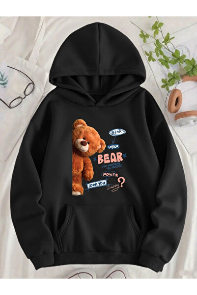 Marco Fresco Bear Printed women's/men's unisex Oversized Hooded sweatshirt