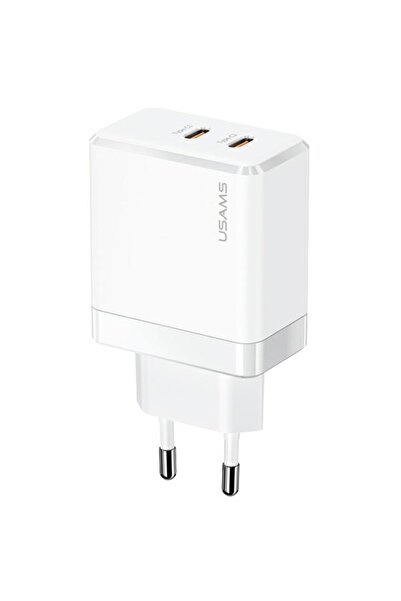 Usams Încărcător rapid T54, 40W, USB-C dual, alb