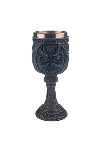 OEM Resin Goblet with Metal Interior and Dragons, 8x19 cm