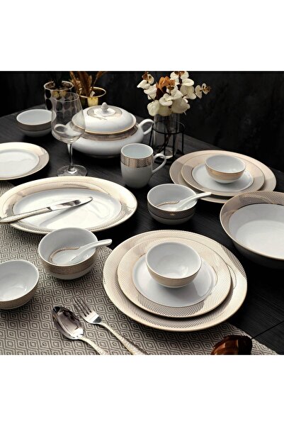 PEGGY OLIVER Eureka Collection 21 Pcs Dinner Set Real Gold Plated