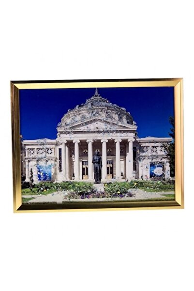 OEM Pictură în ramă plastică cu imagini din București, Ateneu, 43x33 cm