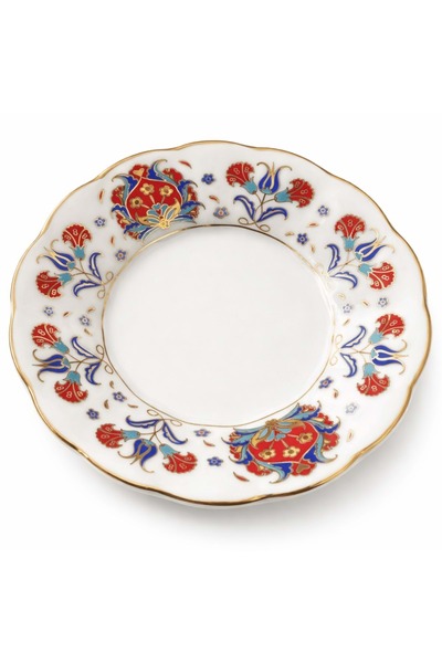 Jenisa 12-Piece Gilded Ottoman Motif Porcelain Tea Plate – Patterned Tea Plate