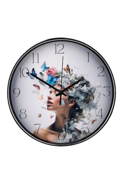OEM Wall Clock with Woman and Butterflies