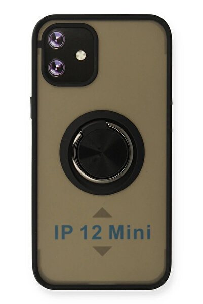 BSN STİL غطاء سيليكون من BSNSHOP 12 Mini Case مع خاتم مونتريال - أسود 1058986