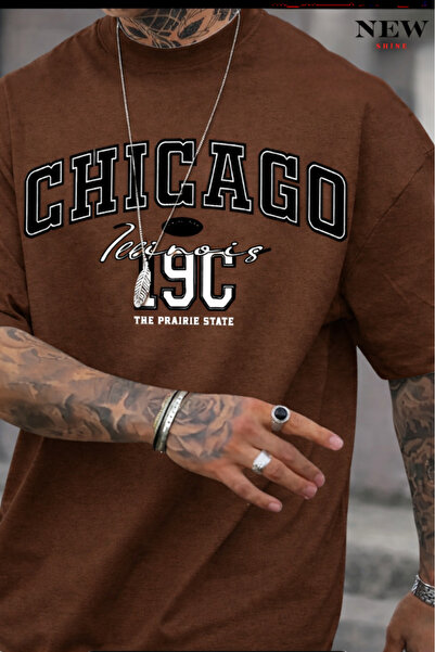 New Shine تي شيرت مطبوع عليه شيكاغو للجنسين