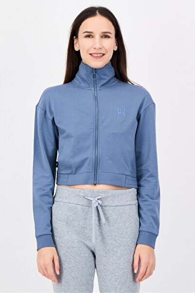 Puma Women Sportswear Fit Long Sleeve Outdoor Cropped Sweatshirt, Slate Blue