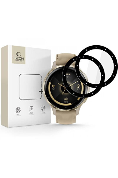 Tech-Protect Flex+ Sticla Hibrida 2-Pack pentru Garmin Venu 3S, Negru, by