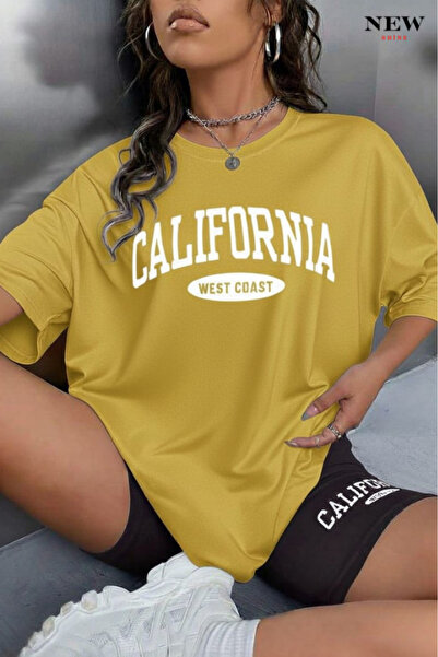 New Shine تي شيرت مطبوع للجنسين من كاليفورنيا ويست كوست