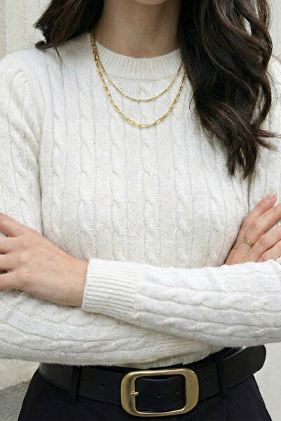 oshebu Women's Knitted Detailed Sweater Sweater