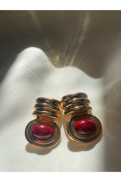 JEWELRY أقراط حجرية مرصعة بالذهب