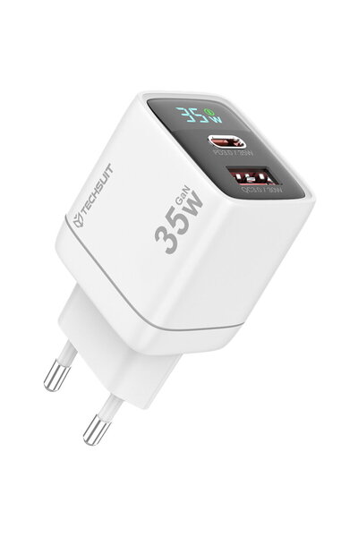 Techsuit LEDChargX GaN USB-A + USB-C PD35W QC30W 35W Alb (Alb)