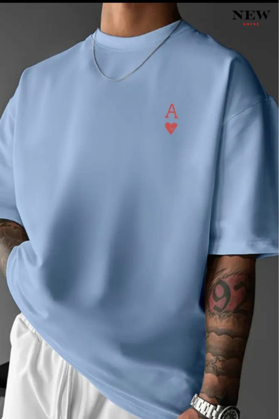 New Shine تي شيرت مطبوع عليه حرف A للجنسين