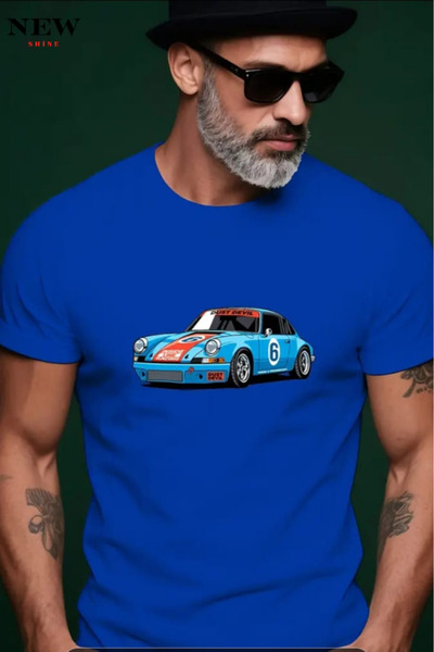 New Shine تي شيرت مطبوع عليه سيارة للجنسين