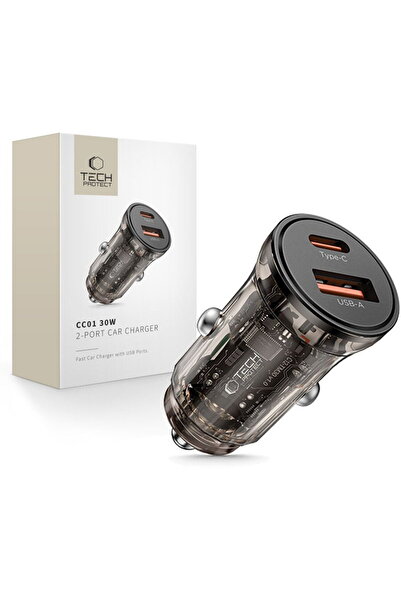 Tech-Protect 5906302361311 CC01 USB-A + USB-C PD QC3.0 30W Negru