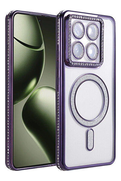 BSN STİL حافظة BSNSHOP لهاتف شاومي مي 14 تي برو مع مغناطيس سيملي - بنفسجي غام...