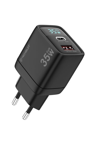 Techsuit LEDChargX GaN USB-A + USB-C PD35W QC30W Negru
