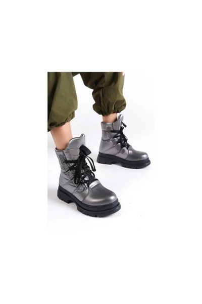 Mergenshoes Kp02 Platin Paraşüt Detaylı Kışlık Kadın Kar Botu