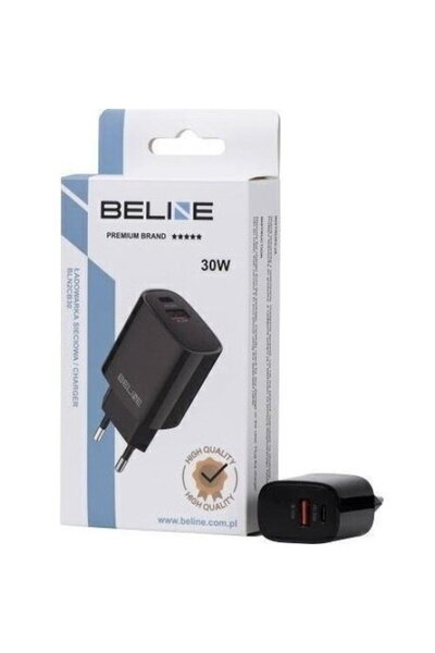 Beline 1x USB-C + 1x USB, 30W, negru