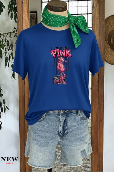 New Shine تي شيرت مطبوع عليه نمر للجنسين