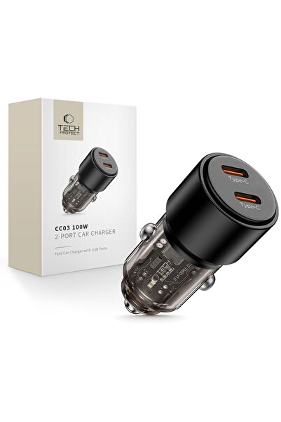 Tech-Protect 5906302361687 CC03 2x USB-C PD 100W Negru