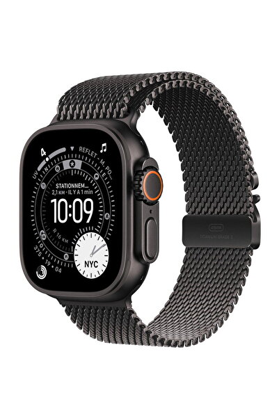 Apple Ceas Ultra 3 49mm LTE Titan Milanese Black Band M, Negru