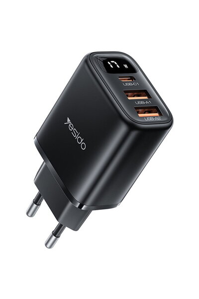 Yesido Incarcator Retea 3 in 1, 2x USB, Type-C, 17W - (YC67) - Black