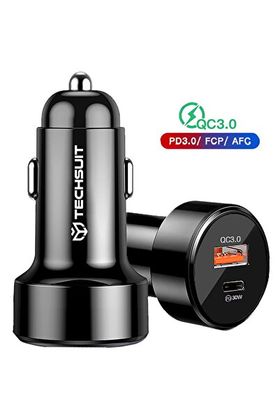 Techsuit KF2336391 USB Tip-C, USB QC 3.0 18W Negru
