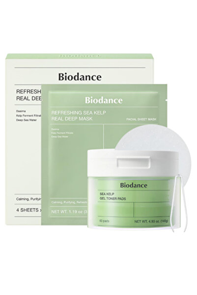 Biodance مجموعة ضمادات عشب البحر + قناع عميق للترطيب والتهدئة والإشراق