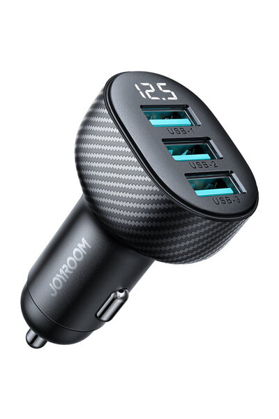 Joyroom Încărcător auto JR-CCD03 3.4A cu afișaj 3x USB-A - negru