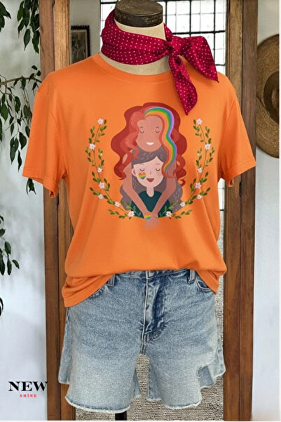 New Shine تي شيرت مطبوع عليه عبارة 'الأم والطفل' للجنسين