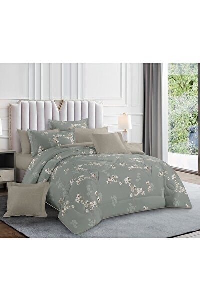 alzawia مفرش نفرين سادة مايكروفايبر صيفي قماش بارد 8قطع لحاف مقاس 230×250سم