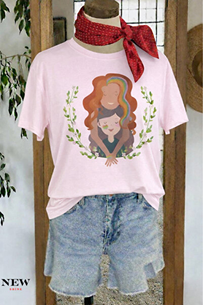 New Shine تي شيرت مطبوع عليه عبارة 'الأم والطفل' للجنسين