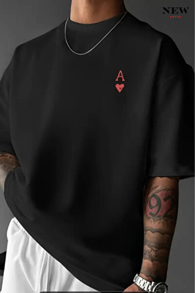 New Shine تي شيرت مطبوع عليه حرف A للجنسين