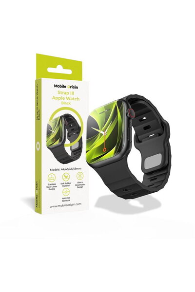 Mobile Origin Curea III, neagră - Apple Watch 49mm/46mm/45mm/44mm