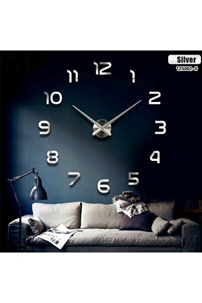 ART Ceas Mare de perete cu 12 cifre Argintii, 80 - 120 cm