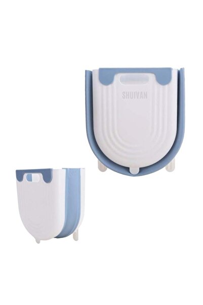 SHUIVAN Karavan Çöp Kovası 9 Litre Katlanır Tezgahaltı Tip - Beyaz Mavi