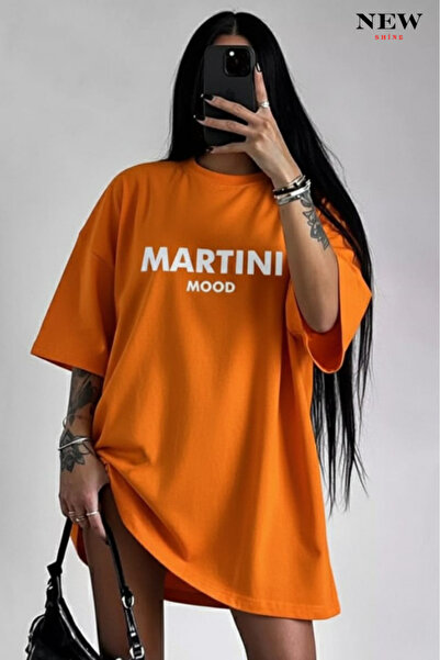 New Shine تي شيرت مطبوع عليه مارتيني مود للجنسين