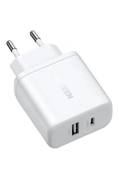 Ugreen 45310 X227 GaN 1x USB-A + 1x USB-C 20W QC Alb
