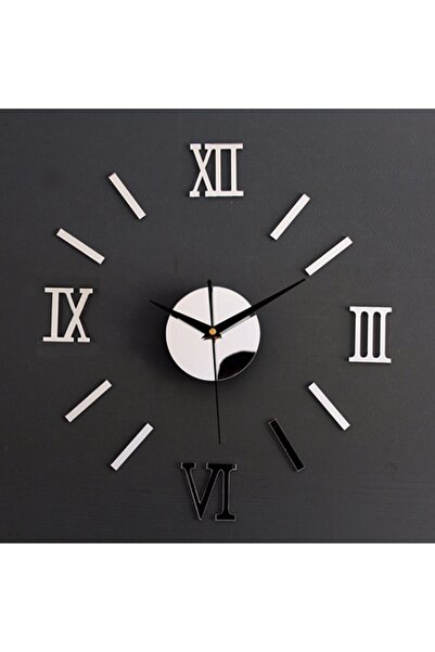 ART Ceas Mare de perete cu cifre Romane Argintii