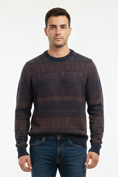 Pulltonic Men's Crew Neck Patterned Sweater
