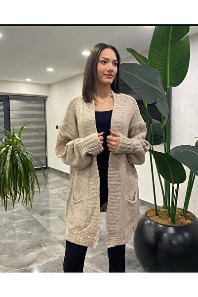 RECEP AYDIN Zara Model Pocket Detailed Long Knit Cardigan