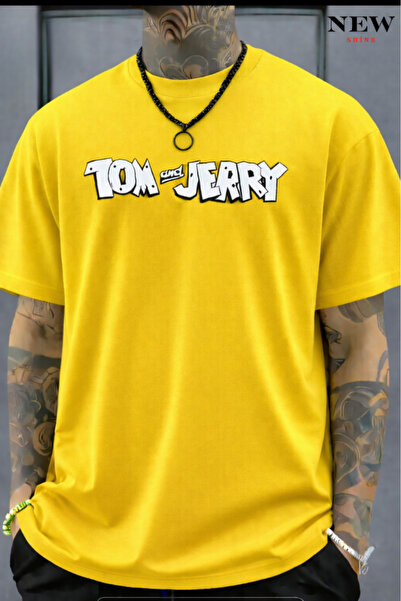 New Shine تي شيرت مطبوع عليه نص توم وجيري للجنسين