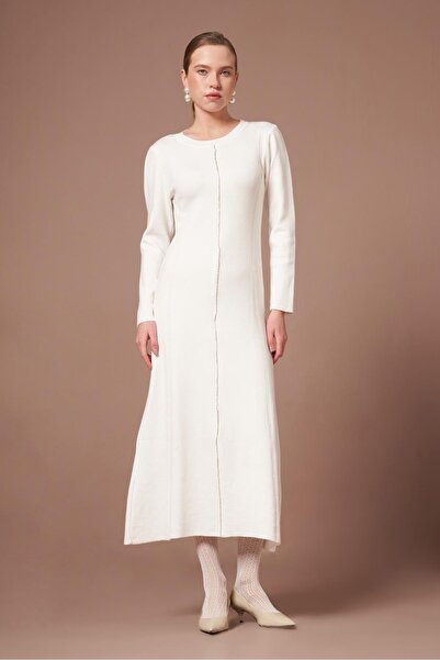 FTZ WOMEN Women's Stone Detail Dress Ecru 25253