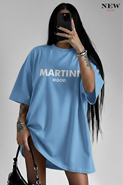 New Shine تي شيرت مطبوع عليه مارتيني مود للجنسين