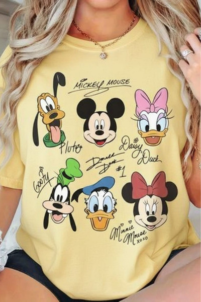 New Shine УНИСЕКС ТЕНИСКА С ПРИНТ НА МИКИ И ГУФИ