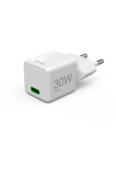 Hama Fast Charger, GaN, USB-C, Super-Mini Charger, PD, 30 W, white